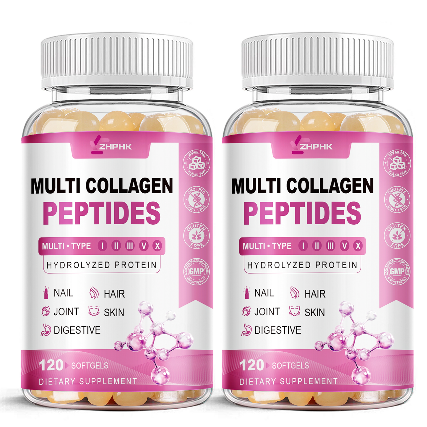 Multi Collagen Peptides for Women Hydrolyzed Collagen Complex Softgels 2000mg Collagen Supplement Type I II III V X with Hyaluronic Acid Biotin Vitamin C - Support Skin Hair Nail | 120 Count