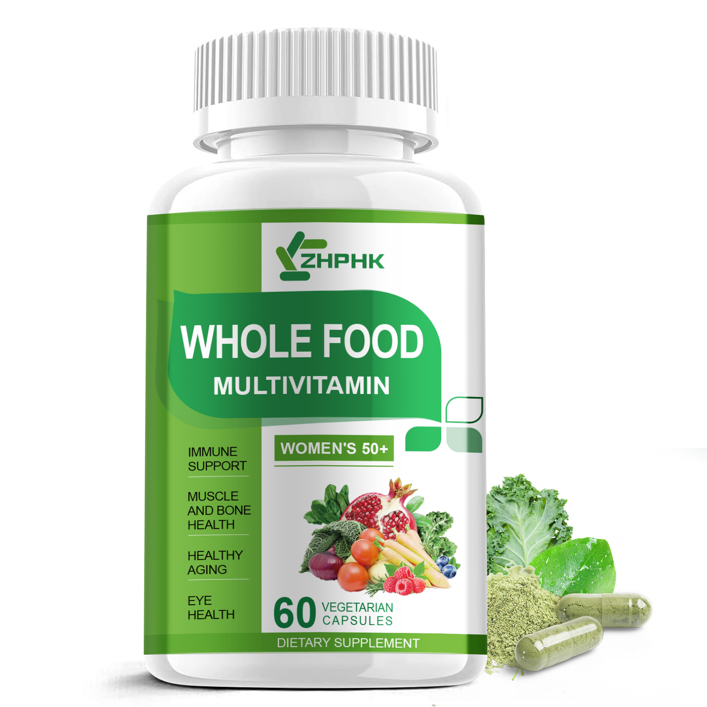 Multivitamin for Women 50 and Over, Whole Food Multivitamins Minerals Organic Extracts Women's 50+ Multivitamin for Energy Support, Nourish Hair, Skin, Nails Health