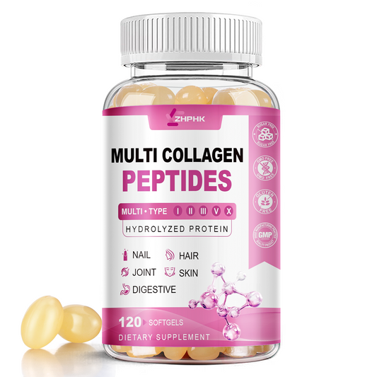 Multi Collagen Peptides for Women Hydrolyzed Collagen Complex Softgels 2000mg Collagen Supplement Type I II III V X with Hyaluronic Acid Biotin Vitamin C - Support Skin Hair Nail | 120 Count