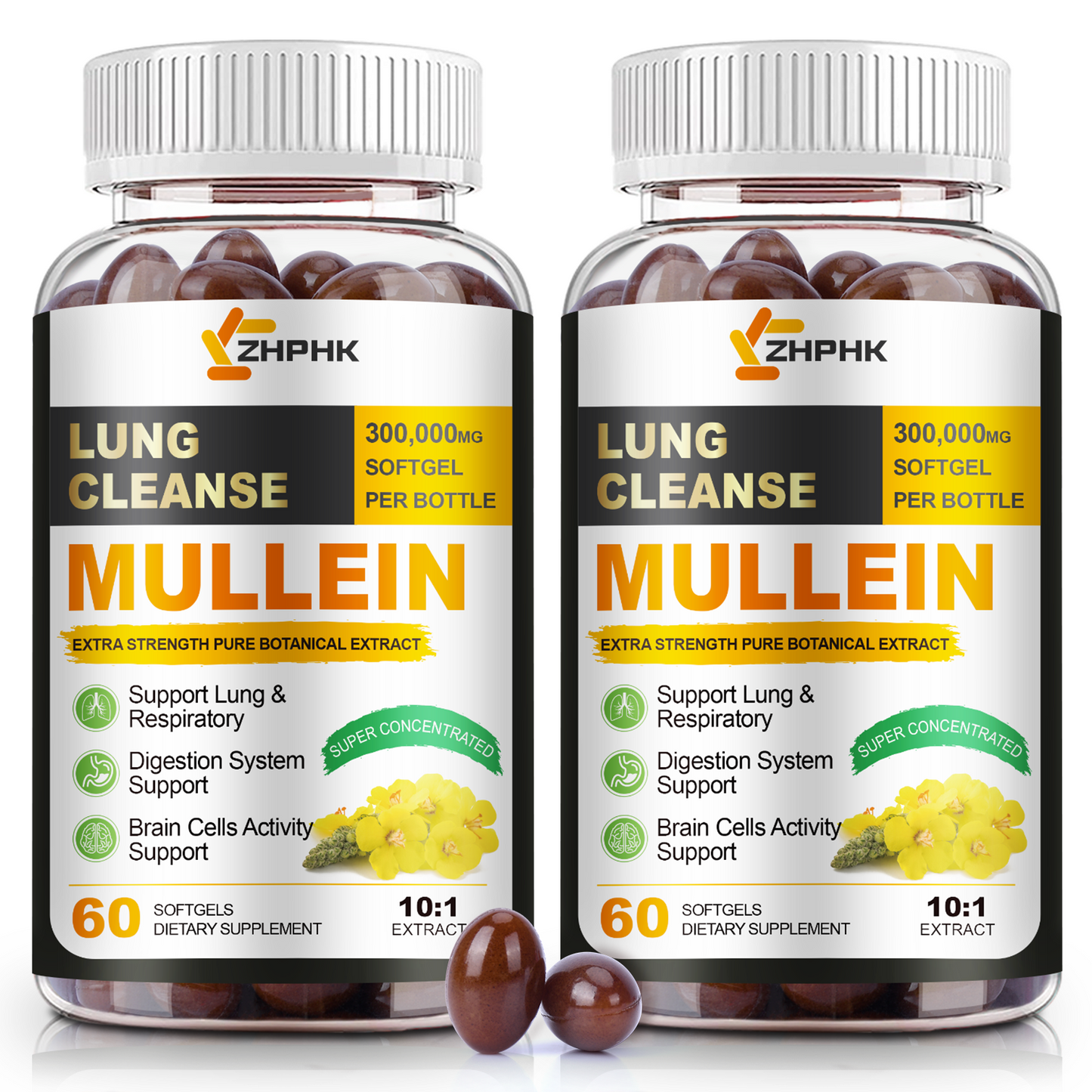 Mullein Leaf Extract for Lungs Softgels, Lung Cleanse Lung Detox for Smokers, Respiratory Support Lung and Bronchial Support, Vegan, Non-GMO, Immune Digestive Support