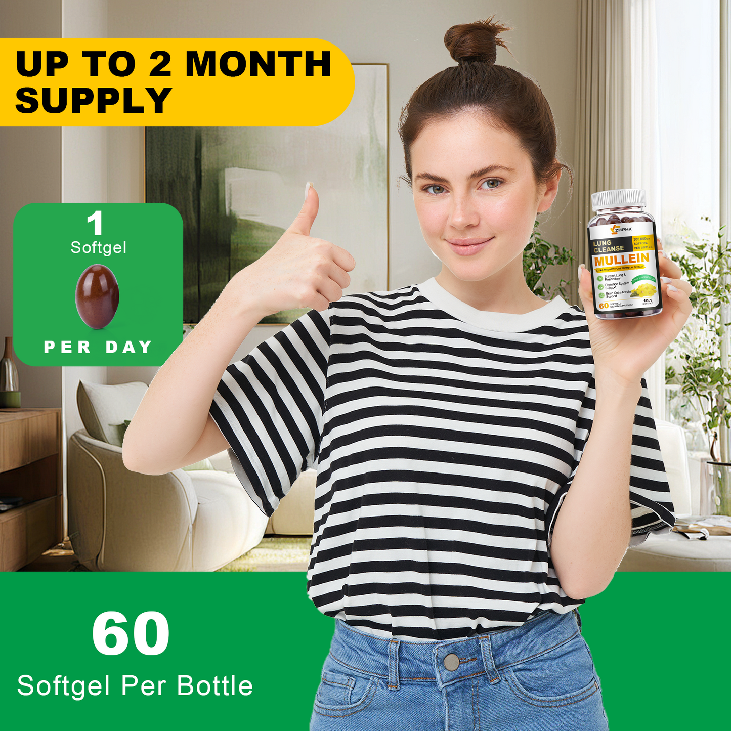 Mullein Leaf Extract for Lungs Softgels, Lung Cleanse Lung Detox for Smokers, Respiratory Support Lung and Bronchial Support, Vegan, Non-GMO, Immune Digestive Support