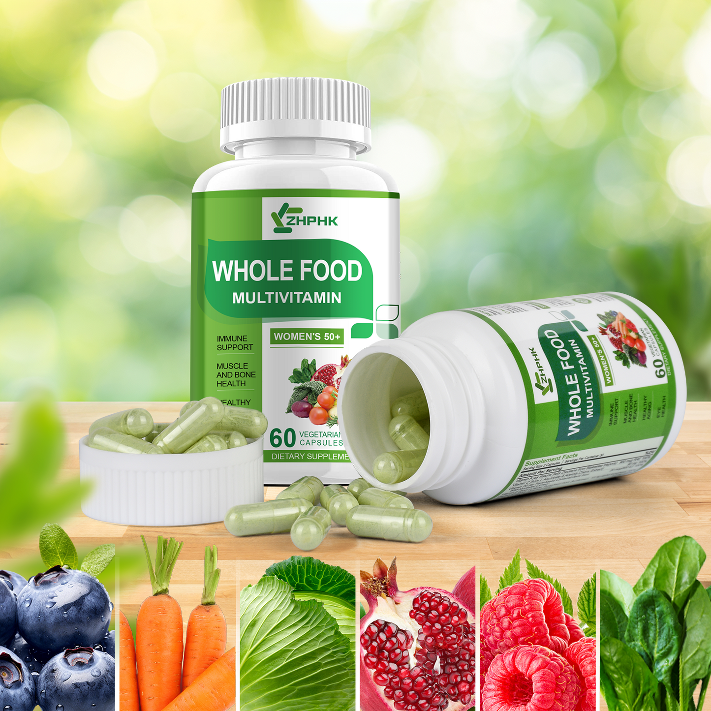 Multivitamin for Women 50 and Over, Whole Food Multivitamins Minerals Organic Extracts Women's 50+ Multivitamin for Energy Support, Nourish Hair, Skin, Nails Health