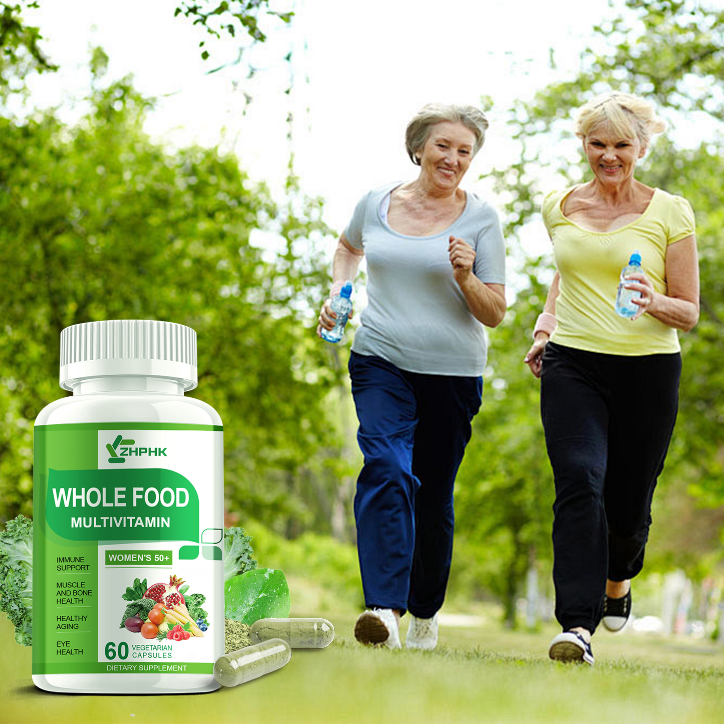 Multivitamin for Women 50 and Over, Whole Food Multivitamins Minerals Organic Extracts Women's 50+ Multivitamin for Energy Support, Nourish Hair, Skin, Nails Health