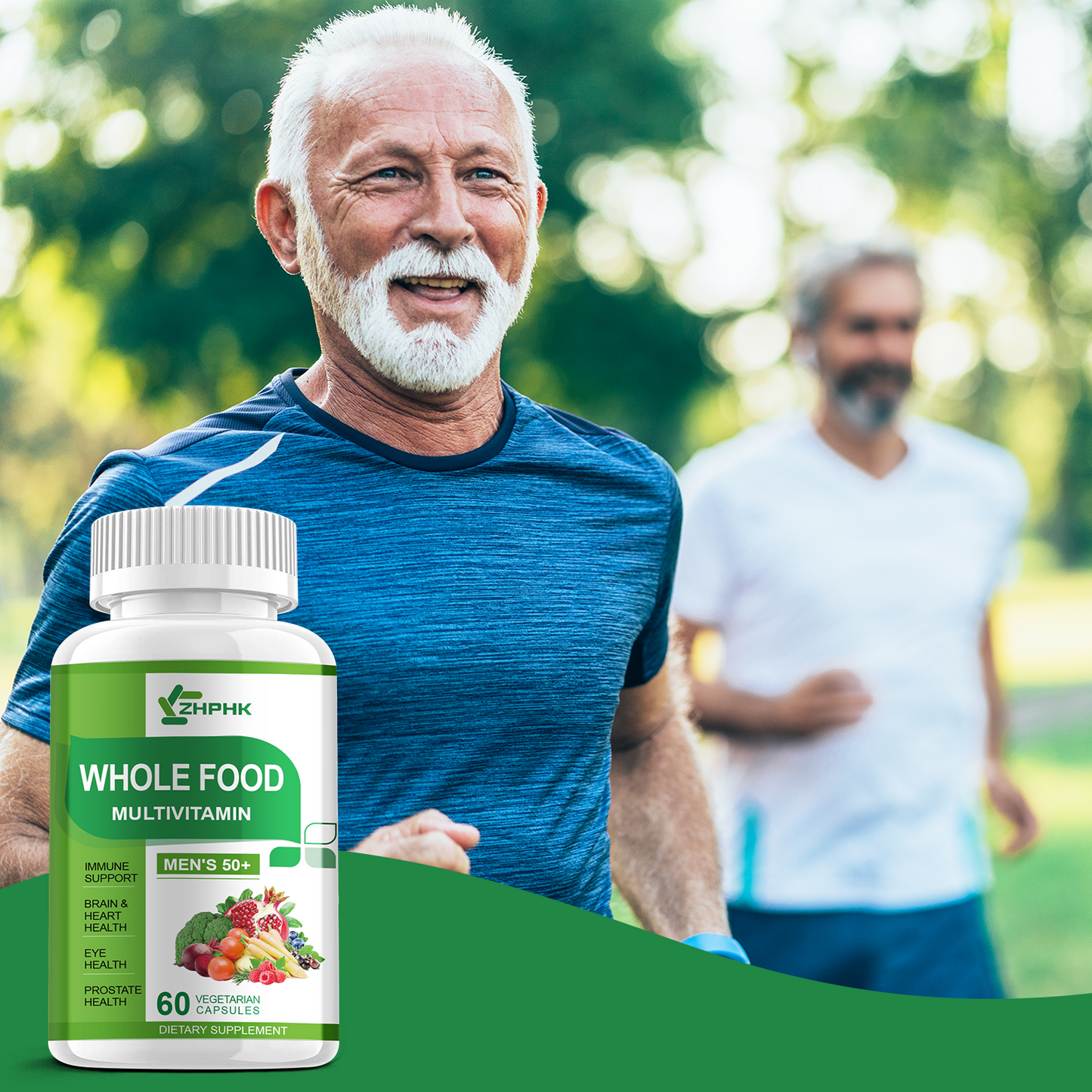 Mens Multivitamins 50 Plus, Whole Food Multivitamin Organic Natural Foods Mens Vitamins Multivitamin Men 50+ for Brain, Heart and Eye Health, Improve Digestion & Prostate Healt